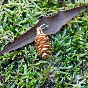 Gold Dipped Miniature Pinecone Necklace
